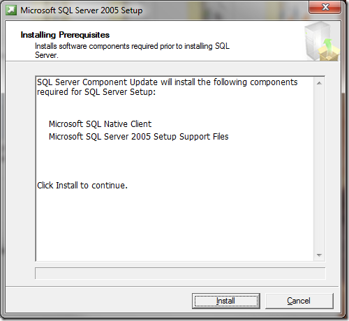 Microsoft SQL Server 2005 Setup Installing Prerequisites