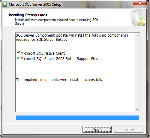 Microsoft SQL Server 2005 Setup Installing Prerequisites 2