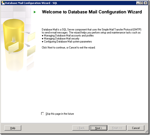 SQL Server  Database Mail Configuration Wizard